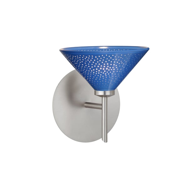 Besa Lighting Kona Mini Sconce, Blue Starpoint, Satin Nickel Finish, 1x5W LED 1SW-282484-LED-SN - main